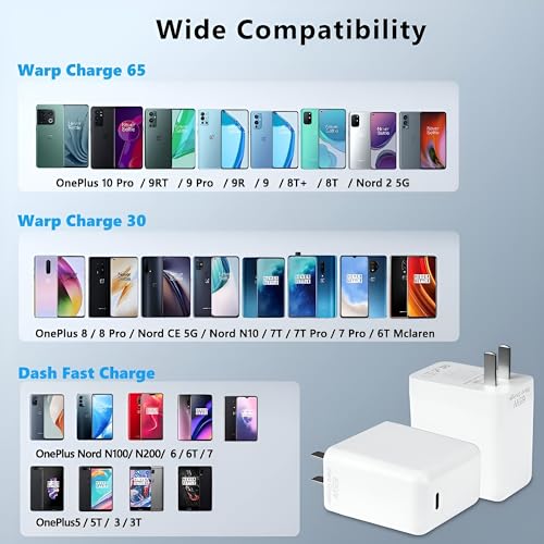 Image of One Plus 65W Type C Supervooc Charger with Red Cable Compatible with One Plus 12R /12 /11R /11 /10 Pro /10 /10t /10R /9rt /9 Pro|Ce 4 /Ce 3 /Ce 2 / Ce 4 Lite /Ce3 lite /Nord 3 /2 /2T /, 65 w Charging Adaptor, White