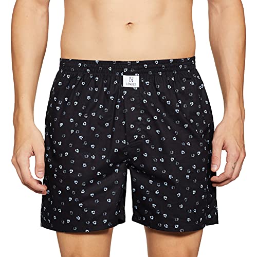 Image of Longies Pure Cotton Mens Boxers Pack of 3 Regular Shorts (LGBOXPO3V003 Blue,Black,Navy3355 2XL)