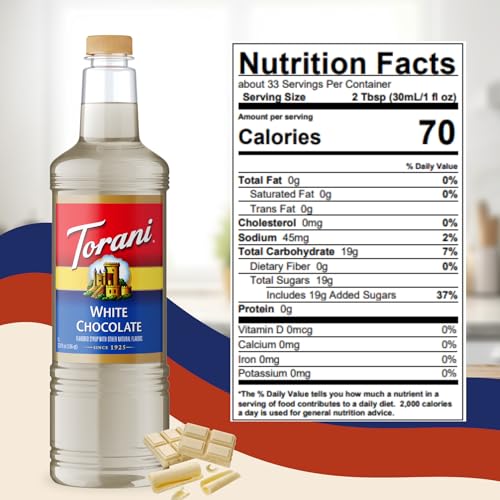 Image of Torani White Chocolate Syrup 1L with Pump - Lattes & Mochas
