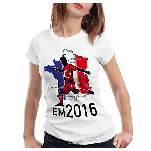 style3 EM 2016 Turkiet fan dam t-shirt Frankrike alla spelplatser Turkiet