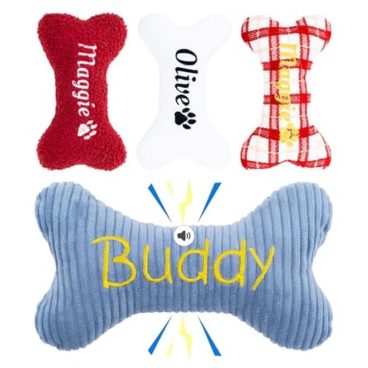 Personalized Embroidered Bone Squeaky Plush Toy