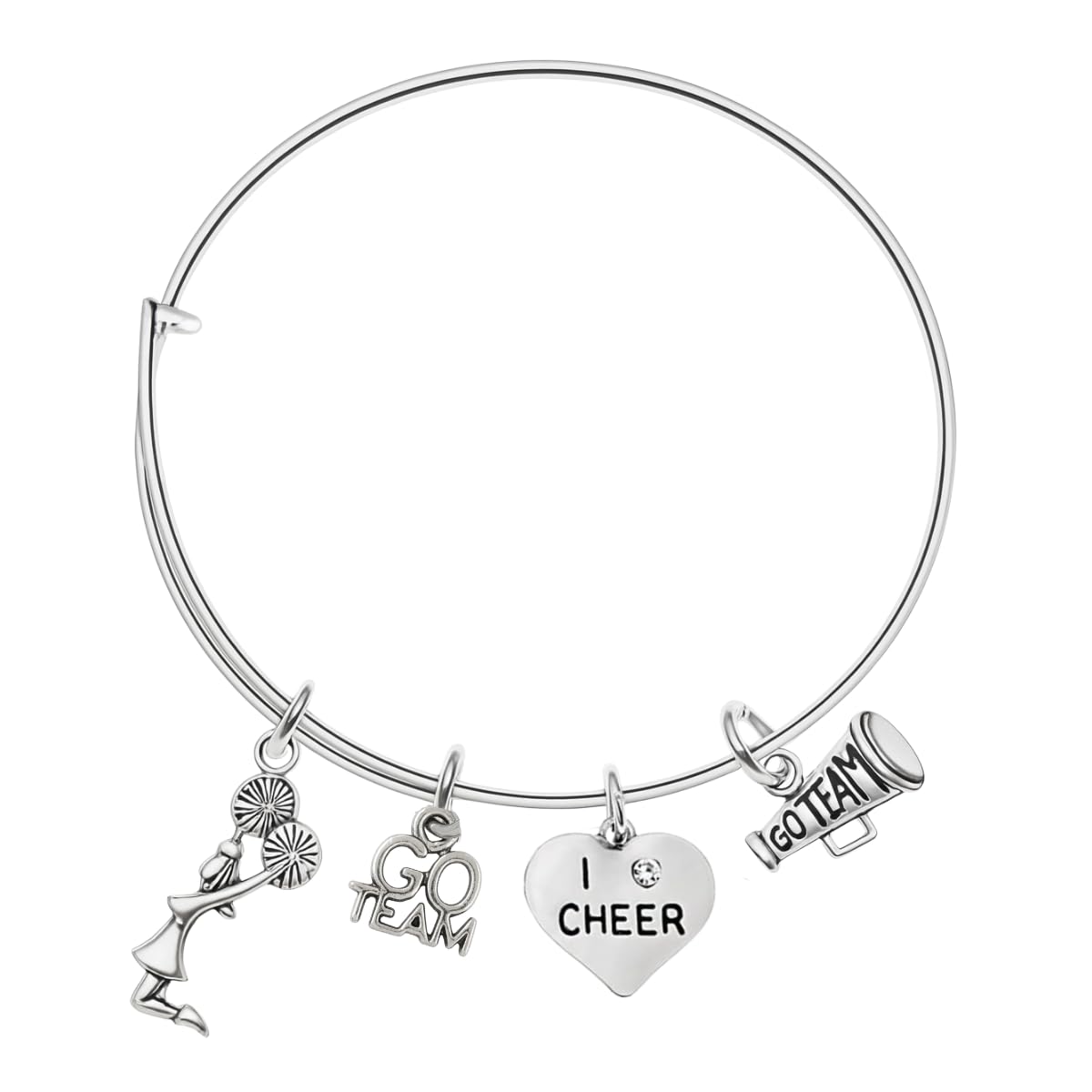 Infinity Collection - Cheer Bracelet- Adjustable Charm Bangle Bracelet- Cheer Jewelry - Gift For Cheerleaders &amp; Cheer Coaches