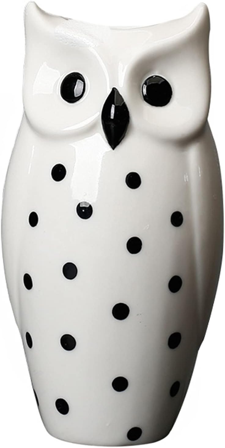 Owl Vases - Decorative Flower Vase - Flower Pots Nordic Modern Vase - Decoration Owl Decorative Ceramic Desktop Crafts Ornament (Glossy White)