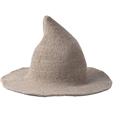 crazy bean Women Witch Pointed Hat,Foldable Brim Knitted Cap Wizard Hat Women Wool Sharp Pointed Witch Hat For Halloween Christmas Costume Party Cover