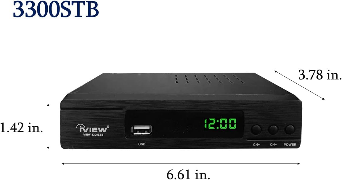 iView 3300STB ATSC Converter Box with Recording, Media Player, Built-in Digital Clock, Analog to Digital, QAM Tuner, HDMI, USB (3300STB-A (with Antenna))