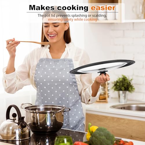Zocipro 3-in-1 Universal Lid for Pots, Pans and Skillets, Silicone Lid for 28/30/32cm Cookware, Tempered Glass with Heat-Resistant Silicone Rim (Black) - Image 3