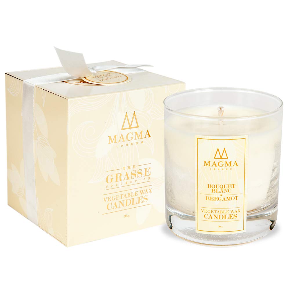Magma London - Luxury Scented Candle - Deluxe Box Gift Set - Bouquet Blanc and Bergamot 38 cl