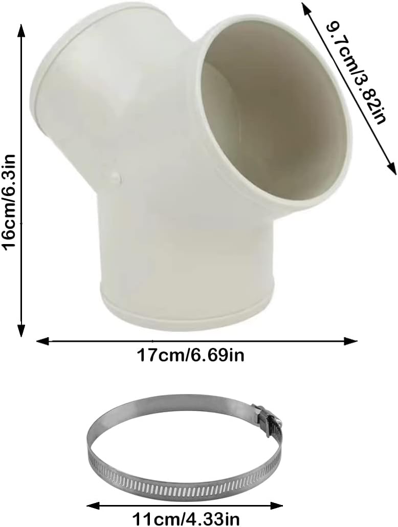 3 Way Duct Connector Duct Splitter for Exhaust ABS Duct Connector Fan Dryer Vent Hose 4 Inch Y Shape for 4 Inch Hose(Dia:100mm)
