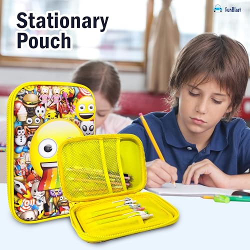 Image of FunBlast Pencil Pouch Case - Smiley Pencil Case, Multipurpose Zipper Pencil Pouch for Kids, Large Capacity Stationary Organizer for School Kid, Pouch for Kid (Multicolor)