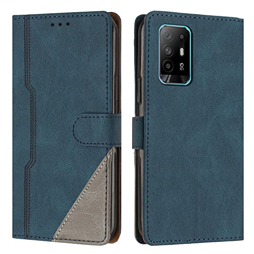 Cover per OPPO A94 5G / OPPO A95 5G / OPPO F19 Pro Plus, Custodia in PU Pelle, Antiurto Libro Portafoglio Protettiva Cover Compatibile con OPPO A94 5G / OPPO A95 5G / F19 Pro Plus, Blu