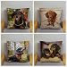 ZHAOCC Fodera per Cuscino Set di 4 Set di Biancheria Hug Federa Carino Mini Bassotto Stampa Cane Cuscino Decorazione per la casa Federa 45X45Cm
