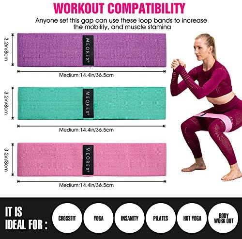 MEOREX Fabric Resistance Bands Women  Exercise Booty bands for Workout Glute, Thighs & Squat - Set of 3 Elastic Resistance Levels - Home Gym pilates Equipment for Fitness Yoga