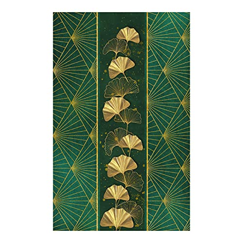 Tapis de salon 200x200 cm vert et or au design géométrique moderne