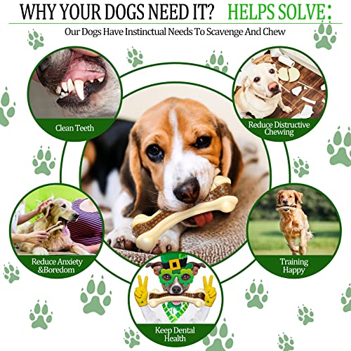 Sosation Dog Bones Toys For Aggressive Chewers, 2 Pack Dog Chew Toys Nylon Beef Flavor Indestructible Dog Teething Toys For Large/Medium/Small Puppies Breeds (Curved Bone, Large, Medium) #TOP2