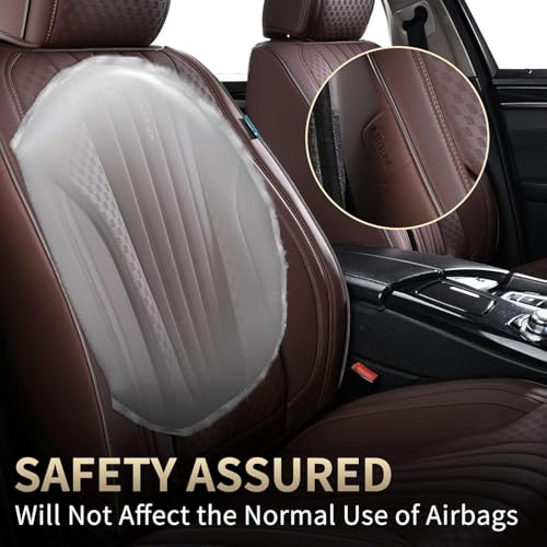 Image of FLORICH Car Seat Covers, Premium Leatherette Car Seat Covers Front Seats, Waterproof Nappa Leather Seat Protectors, Breathable Car Seat Cushion for Most Sedans Cars SUV Trucks, Coffee