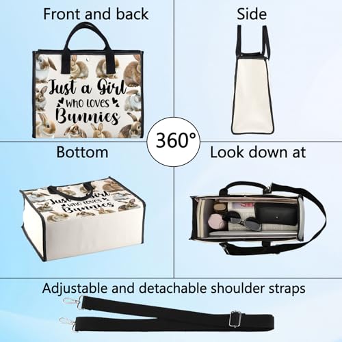 LEVLO Funny Bunny Cosmetic Bag Animal Lover Gift Just A Girl Who Loves Bunnies Makeup Zipper Pouch Bag Bunny Lover Gift - Image 4