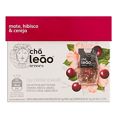 Chá Mate, Hibisco e Cereja Leão Senses com 10 Saquinhos