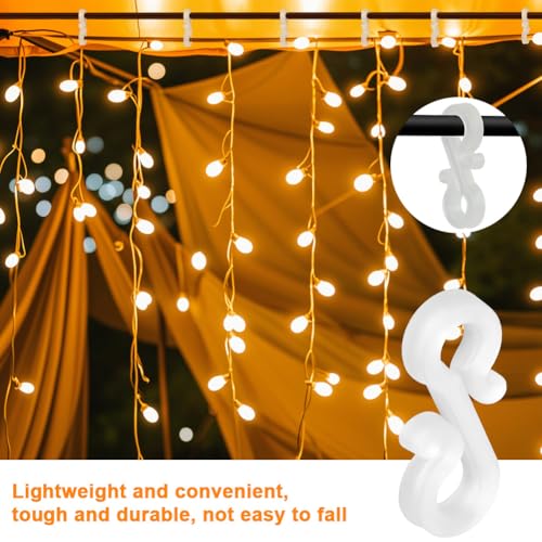 Flintronic 30x Dachrinnenhaken für Lichterketten, Dachrinnenhaken an Weihnachten, S-Haken, Lichterketten Haken, Lichterkettenhalterung für innen & außen, für Weihnachtsaußenbeleuchtung(Weiß)