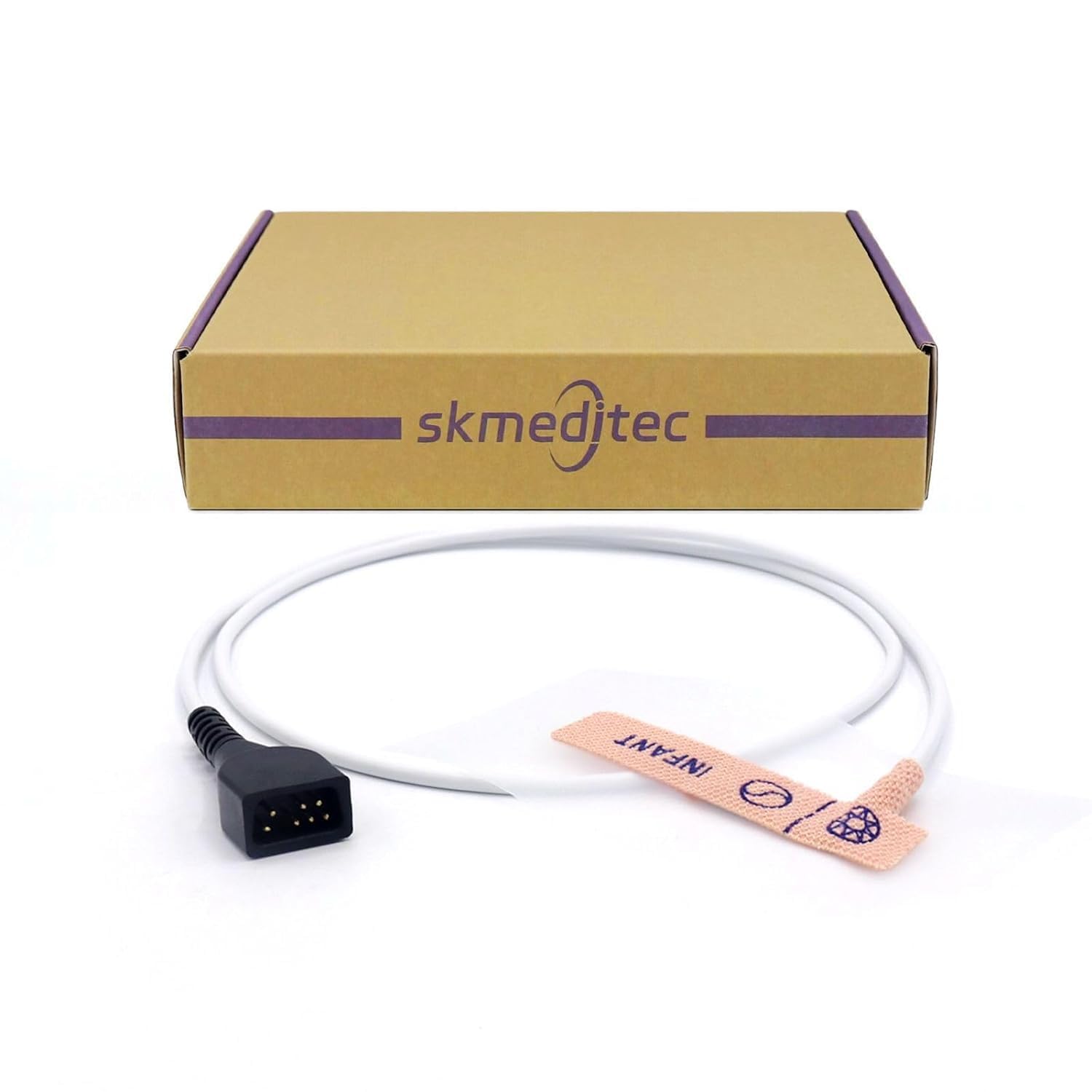 Skmeditec Sensore SpO2 monouso 4 pezzi Cavo da 3,2 piedi compatibile con sonda Nonin, sonda a nastro adesivo con connettore a 7 pin, cavo di ricambio per 6000CI/7000I