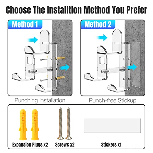 NiHome Clear Acrylic Game Controller Wall Hanger Stand, Dual Gamepad Controller & Headphone Hanger H