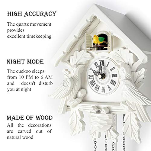 Polaris Clocks Clock with Decorations and Swinging Pendulum (White)