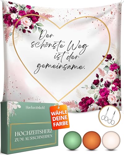 HOCHZEITSHELD - Hochzeitslaken zum Ausschneiden inkl. 2 Scheren als Hochzeitsbanner, Hochzeitsspiele oder Standesamt Empfang Deko - Hochzeitslaken, Bettlaken Hochzeit Herz, Hochzeitstuch 200x180cm HOCHZEITSHELD - Hochzeitslaken zum Ausschneiden inkl. 2 Scheren als Hochzeitsbanner, Hochzeitsspiele oder Standesamt Empfang Deko - Hochzeitslaken, Bettlaken Hochzeit Herz, Hochzeitstuch 200x180cm