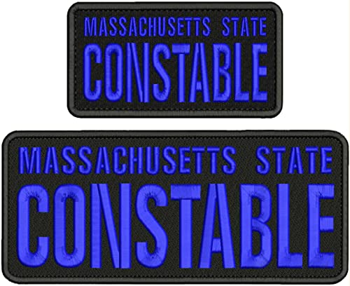 Special Patches for Velcro Patches for Uniform for MSSACHUSETTS S Constable EMB Patch 4X10 and 3X6 Hook ON Back Black/Blue Model-Q-X989-1200