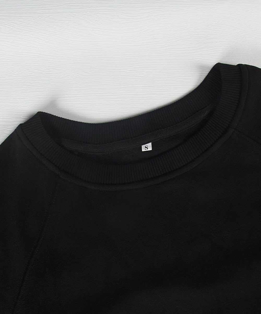 Smile Fish Women's Crewneck Long Raglan Sleeve Sweatshirt Loose Fit Relaxed Pullover Fleece Lined Casual Warm Tops - Image 3