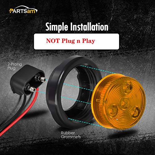 Partsam 10Pack(5 Amber + 5 Red) 2" Led Round Trailer Side Marker Light Grommet Flush Mount 4Led, Sealed 2 Inch Round Clearance Lights With Reflex Lens For Truck Rv Camper, Ip67 Waterproof, 12V #TOP3