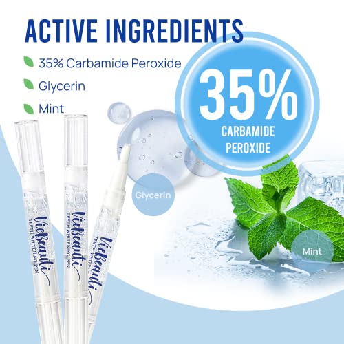 Viebeauti Teeth Whitening Pen (3 Pcs), 30+ Uses, Effective, Painless, No Sensitivity, Travel-Friendly, Easy To Use, Beautiful White Smile, Mint Flavor #TOP4