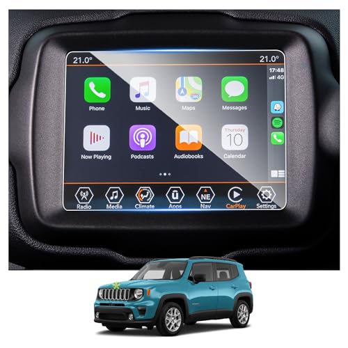 Ruiya Screen Protector for Jeep Renegade 8.4-in Radio Touchscreen Jeep Renegade 2018-2024 Accessories Tempered Glass Compatible with 2018-2020 2021 2022 2023 2024 Jeep Renegade(2Packs)