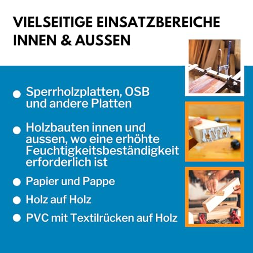 dubaust WOD24 Schnelltrocknender D3 Holzleim, wasserfest, für Hartholz und Weichholz, weiss - nach dem Aushärten transparent (5Kg Eimer)