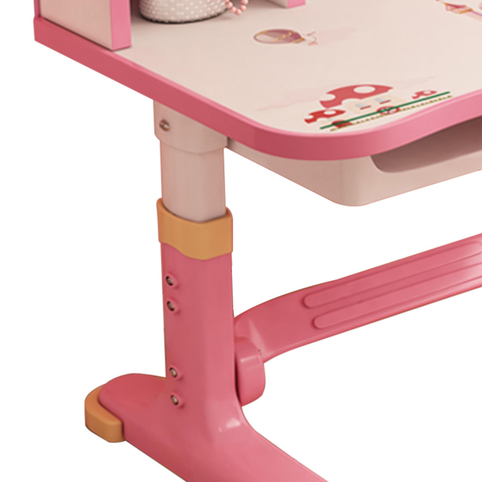 Kinderschreibtisch mit Stuhl Set, höhenverstellbarer Kinder Schreibtisch, ergonomische Schüler-Schreibtischkombination, unterstützt eine korrekte Sitzhaltung, belastbar bis 300 kg (Rosa, C)
