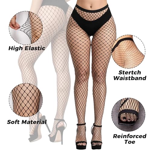 Image of Buauty Black Fishnet Stockings for Women, Fishnet Tights Plus Size One Size Fit All