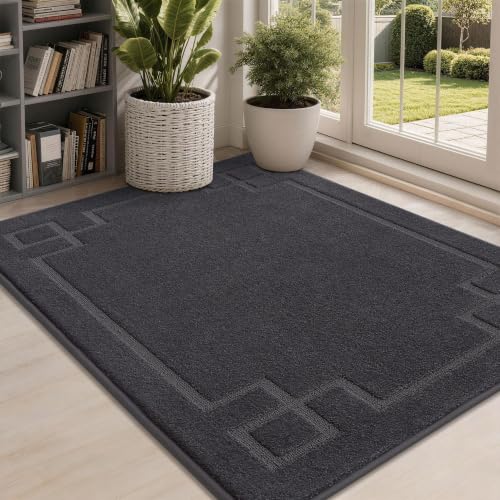Image of BEQHAUSE Door Mat 32 inch x 48 inch, Non-Slip Door Mats Indoor Washable, Dark Grey