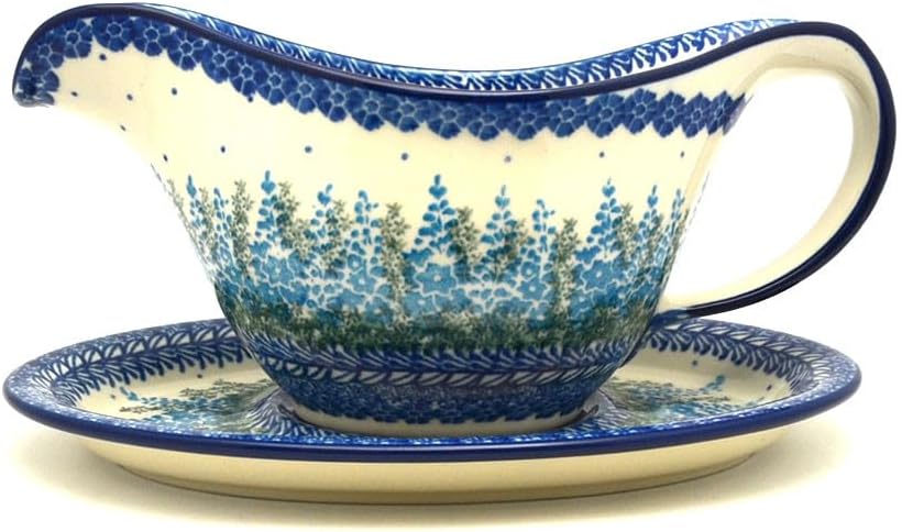 Polish Pottery Gravy Boat - Virginia Blue Bells
