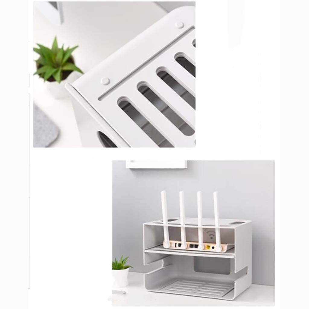 ❀❀❀Wifi-Router-Regal,Desktop-Deko-Box, Aufbewahrungsbox for kabellose Router – Router-Aufbewahrungsbox, WLAN-Router-Rack, 2-lagige Schublade, ABS-Netzkabel, Stecker, Computerkabel, USB-Hub, Heimbüro,