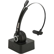 Bluetooth Headset, Cordless Headset with Rotatable Mic, Trucker Headset with Charging Base, for Trucker, Remote Work, Online Meeting, Business Travel