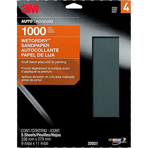 Image of 3M Wetordry Sandpaper, 32021, 1000 grit, 9 in x 11 in, 5 Sheets Per Pack