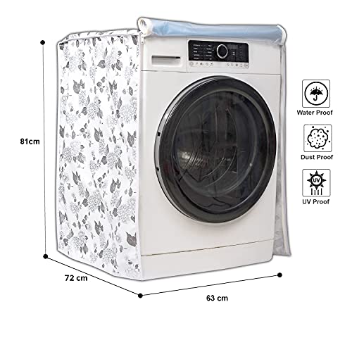 Image of Classic Front Load Washing Machine Cover for IFB 9 Kg, 9.5 Kg, 10 Kg, 10.5 Kg, 11 Kg (72cmsX63cmsX81cms, Half White & Grey, X-Large)