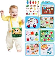 Lehoo Castle Busy Board Bag, Baby Toys Busy Book 6 Page, 12 in 1 Autism Learning Materials, Learning & Education Montessori Sensory Toys with Life Skills, Math, Matching, Puzzles