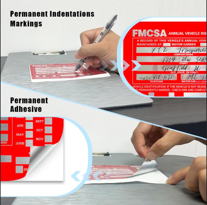 Red Aluminum Inspection Labels Annual Vehicle Inspection Report Form ...