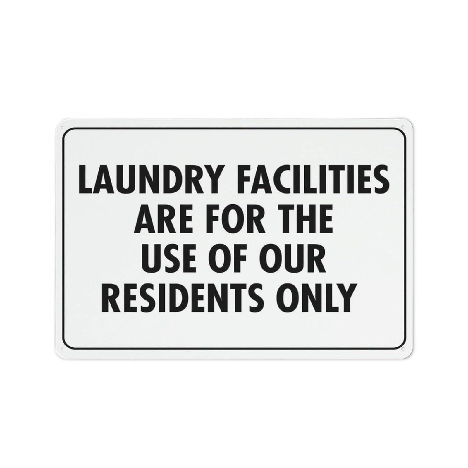 ZDVHOMCB Laundry Facilities For Residents Only Sign Reflective Aluminum Notice for Condominium Hotel Dorm Common Area Apartment Building Policy Sign (8 X 12 inch)