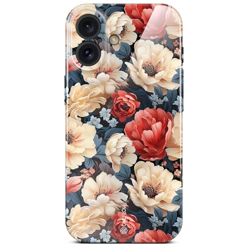 Étui mince à motif floral iPhone 16 Plus avec coque de protection pour téléphone