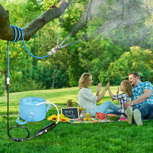 Homeyeco Portable Misting System with Water Pump, Plant Sprayer & Garden Hose Mister 3-in-1, No Faucet Required Misters for Outside Patio Beach Camping Golf Cart Boat, Smart Misting Cooling System by homeyeco - Used condition - US$26.70