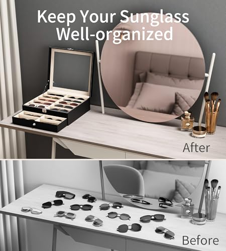 Image of NEWLOOP 20 Slots Sunglass Organizer for Women Men Sunglasses Storage Box for Multiple Pairs of Eyeglass Holder Display Case
