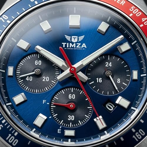 Image of Men's Chronograph Analog Watch with Blue Multi Function Dial, Tachymeter Bezel, Stainless Steel Strap & Quartz Movement