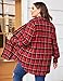 IN'VOLAN Womens Plus Size Flannel Plaid Shirt Roll Up Long Sleeve Mid-Long Button Down Shirts Casual Boyfriend Tops(18 Plus)
