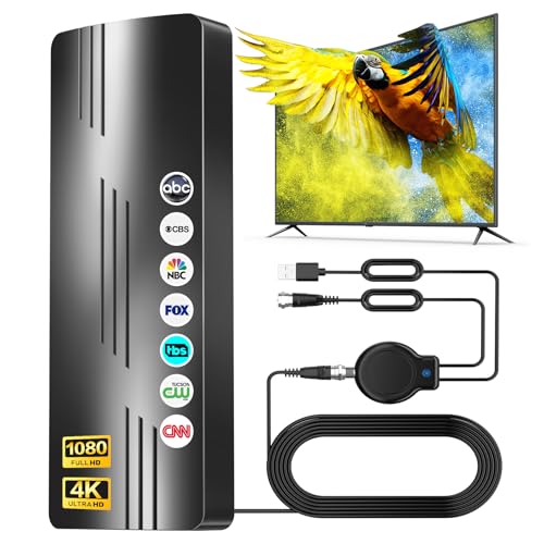 Voivey Upgraded TV Antenna Indoor Outdoor, 6000+ Miles Long Range HD Digital TV Antenna for Local Channels with Amplified Signal Booster, Supports 8K 4K 1080p for All TVs，39ft Coaxial Cable