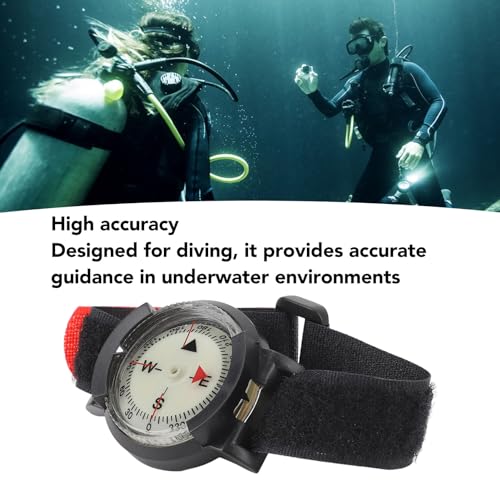 Brújula de muñeca Fockety, brújula luminosa para buceo con correa ajustable, alta precisión para deportes al aire libre, navegación, senderismo y emergencia miniatura 3